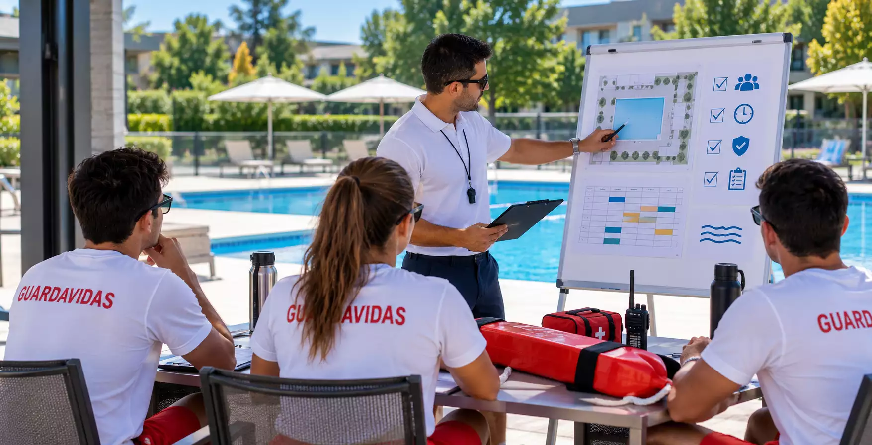 Piscina con servicio profesional de guardavidas